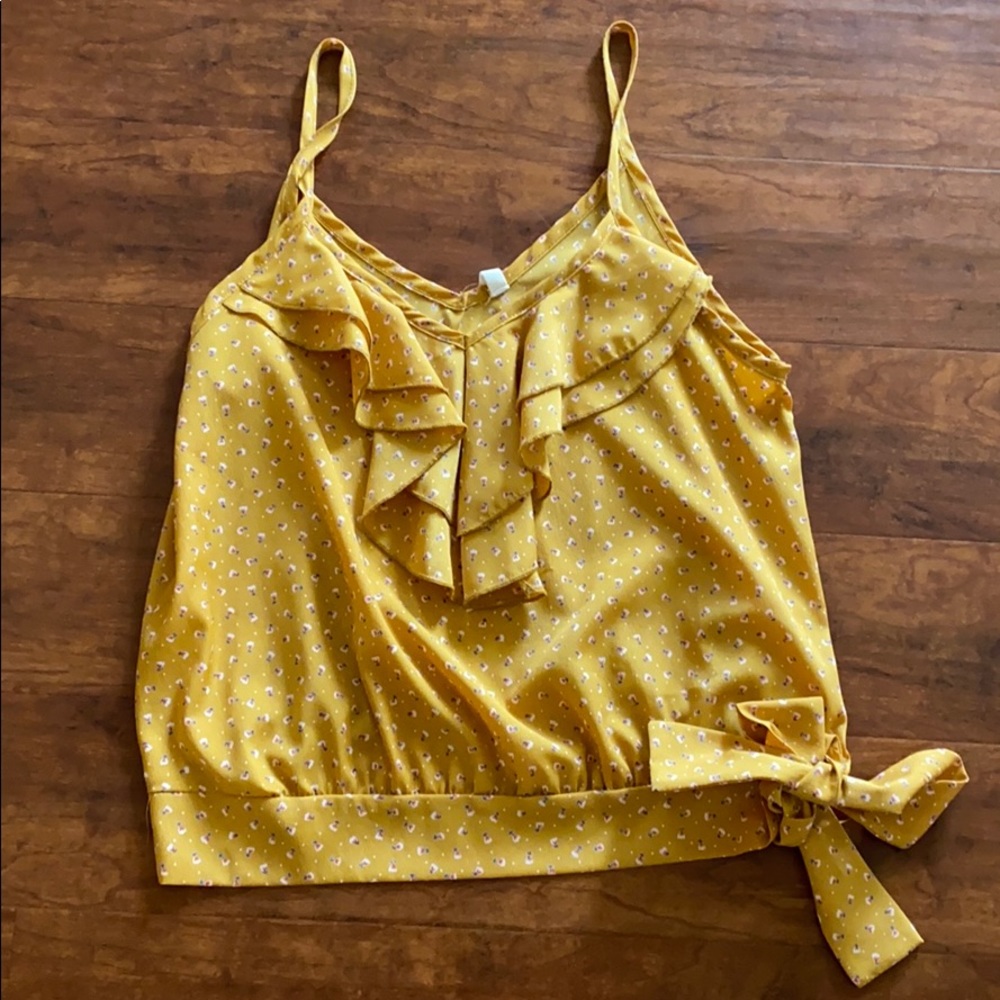 Mustard Side Tie Tank Top